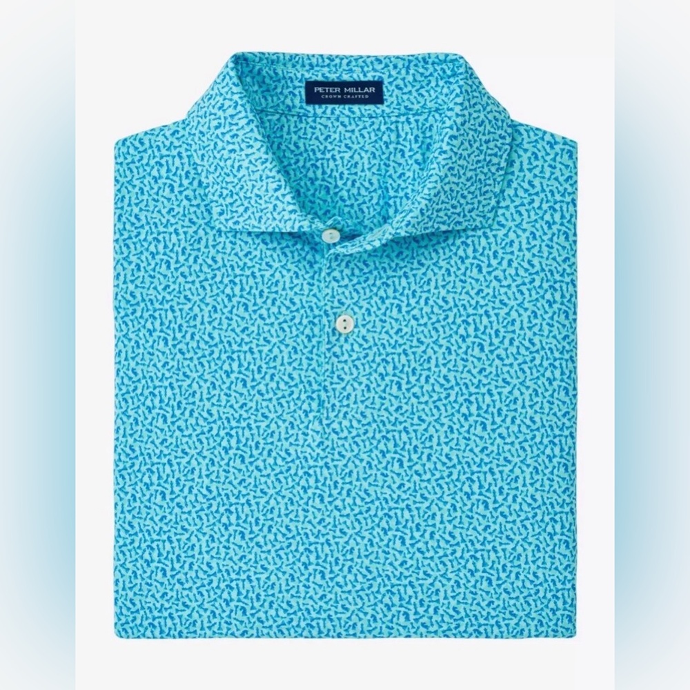 Peter Millar Checkmate Performance Golf Shirt Polo Crown Crafted XL Blue
